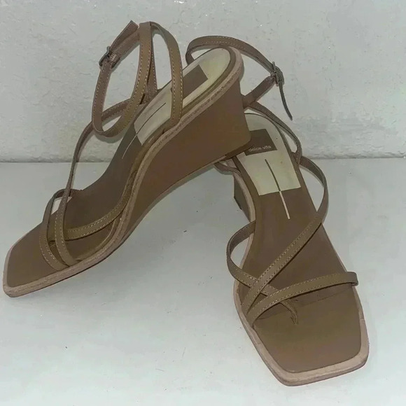 Dolce vita gemeni wedge sandals in cafe leather size 9 - Picture 6 of 6